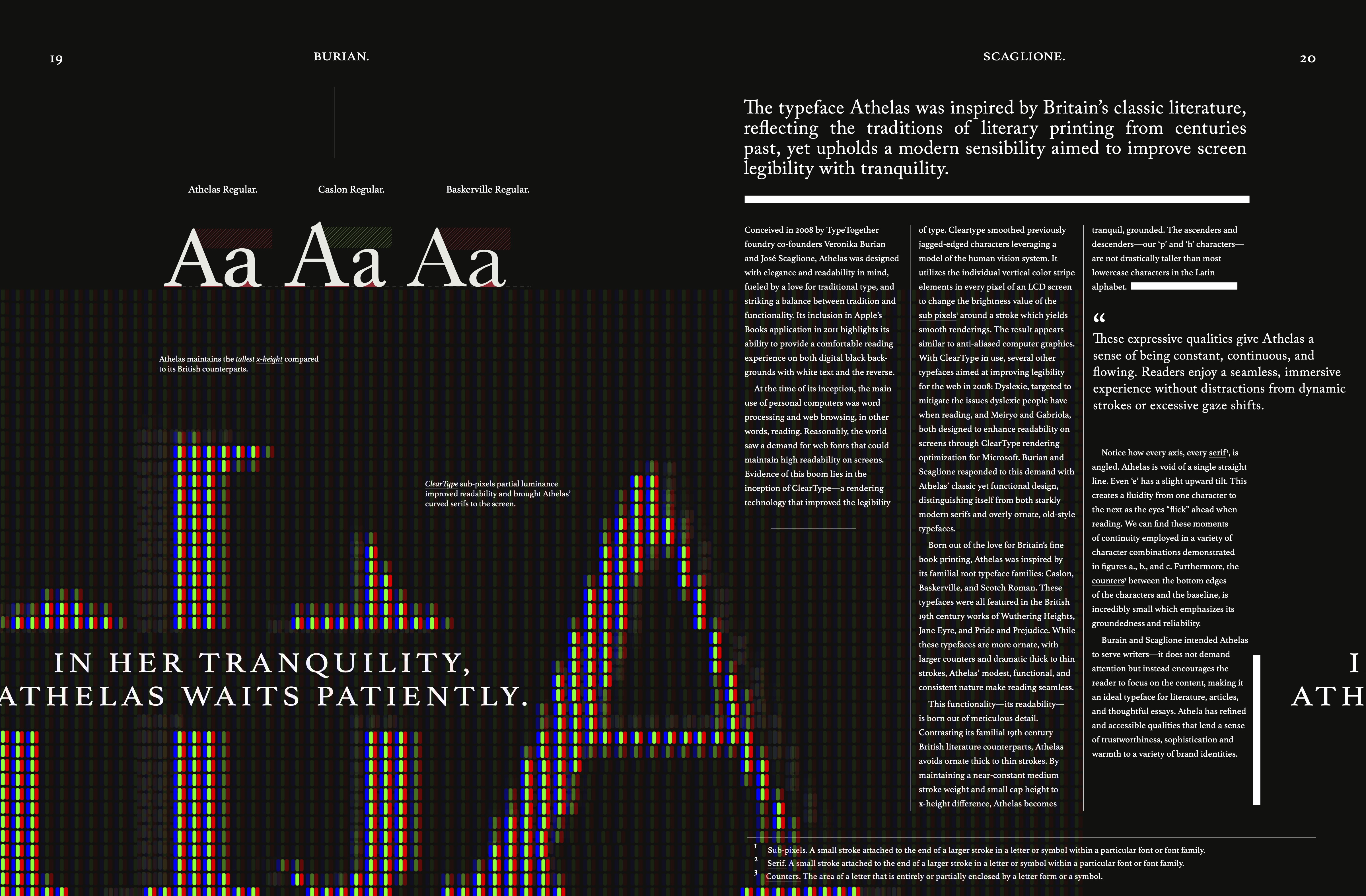 Magazine spread on the history of Athelas